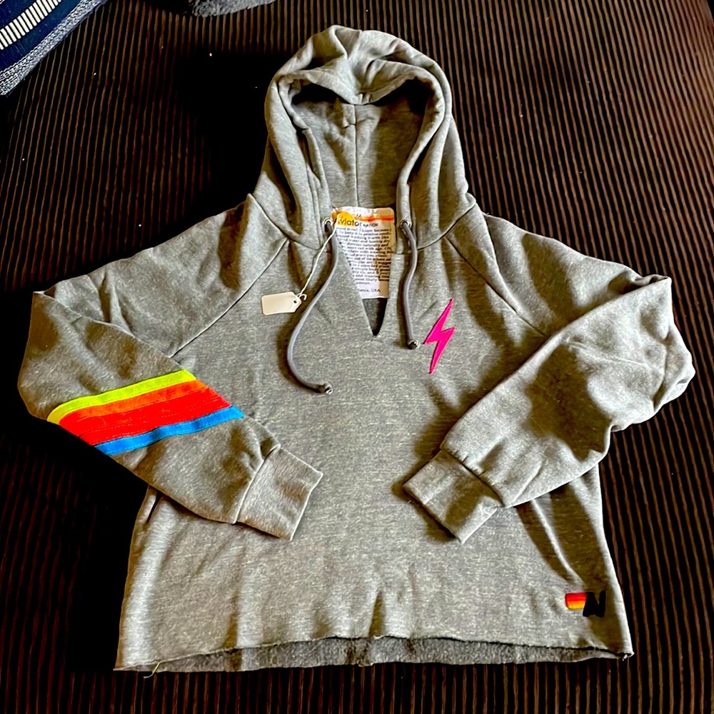 Brand New with Tag Aviator Nation Chevron Bolt Hoodie in Medium